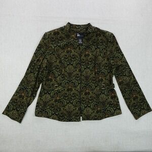 KS Collection Blazer Womens 18 Brocade Pattern Zip Front Formal Jacket